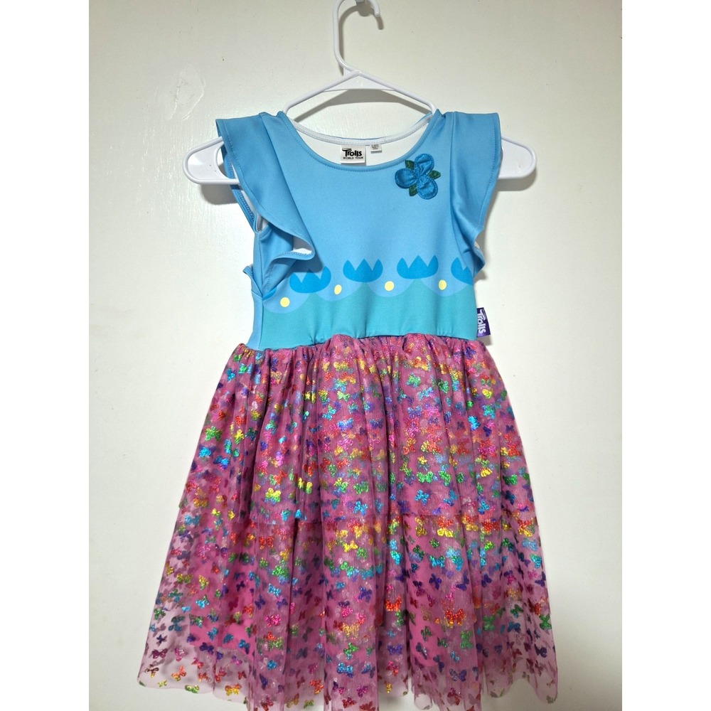 Girls Trolls World Tour Poppy Dress Size 6 6X Sparkle Butterfly Tulle Tutu